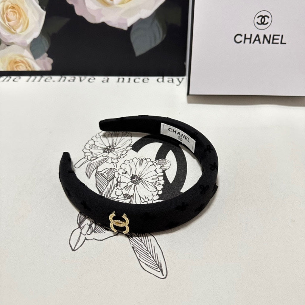 CHANEL BLACK FABRIC HAIRBAND 432839