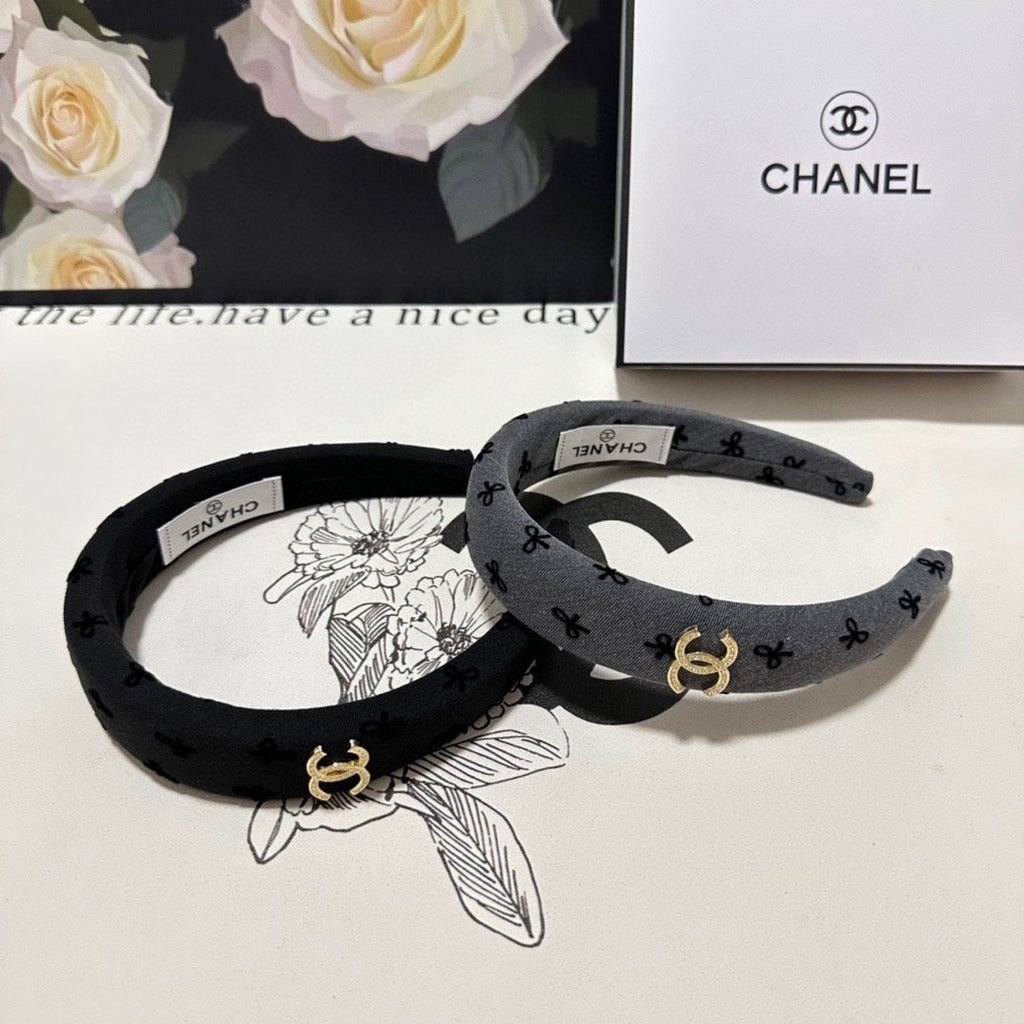 CHANEL BLACK FABRIC HAIRBAND 432839