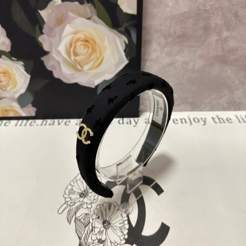 CHANEL BLACK FABRIC HAIRBAND 432839