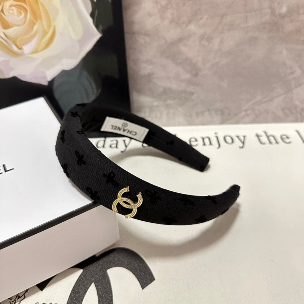 CHANEL BLACK FABRIC HAIRBAND 432839