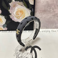 CHANEL DARK GRAY FABRIC HAIRBAND 432840