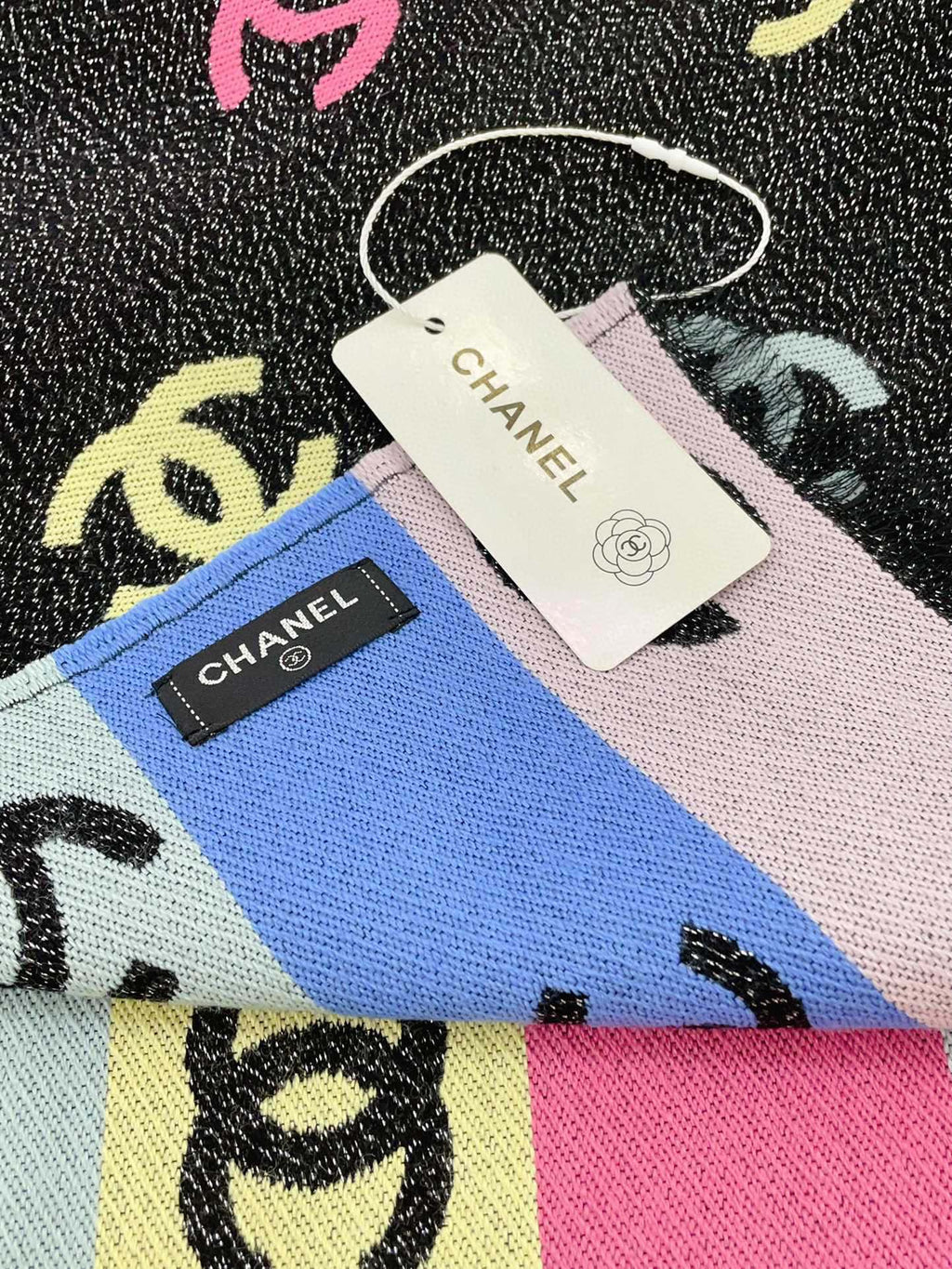 CHANEL RAINBOW SCARF 180 CM IN COLORFUL CASHMERE AND WOOL 390961