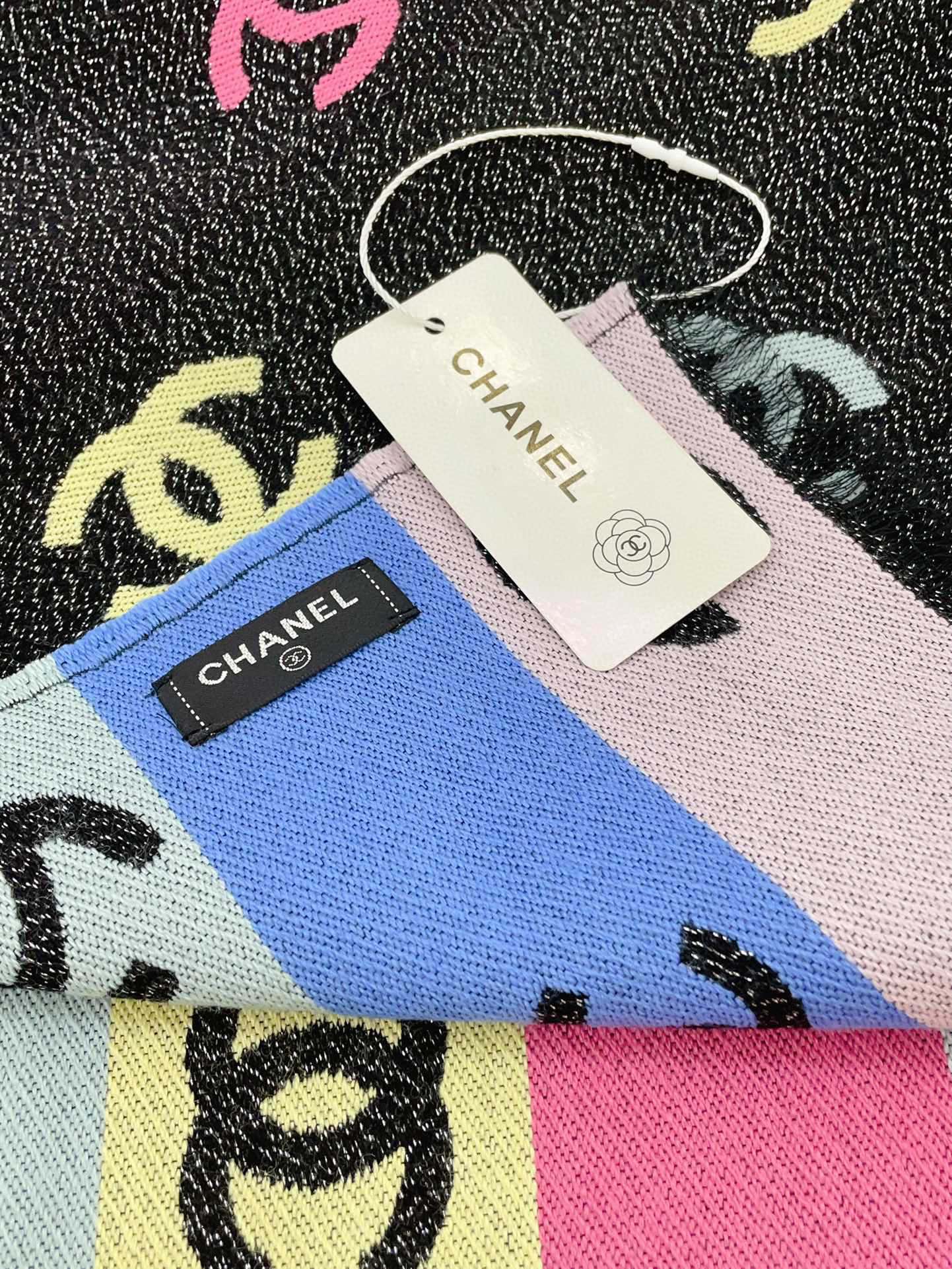CHANEL RAINBOW SCARF 180 CM IN COLORFUL CASHMERE AND WOOL 390961