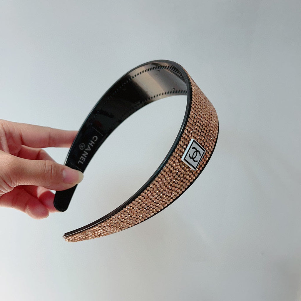 CHANEL BROWN WITH CRYSTALS HAIRBAND RESIN FOR WOMEN 124677