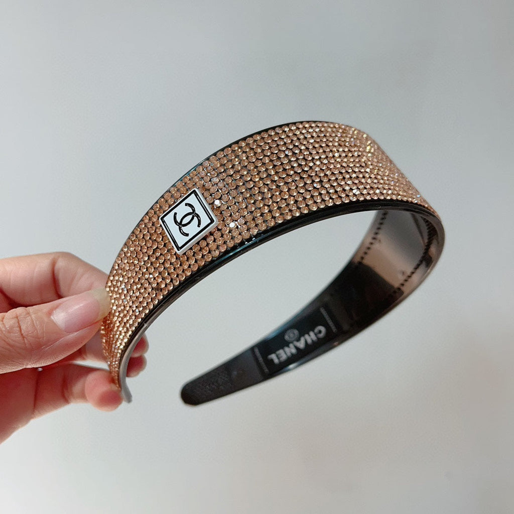 CHANEL BROWN WITH CRYSTALS HAIRBAND RESIN FOR WOMEN 124677