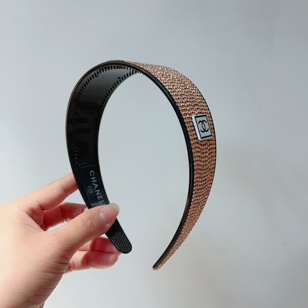 CHANEL BROWN WITH CRYSTALS HAIRBAND RESIN FOR WOMEN 124677
