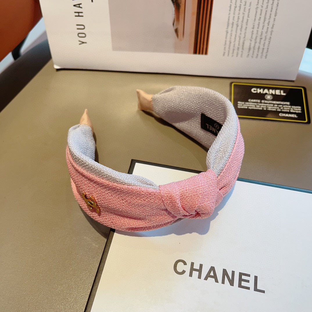 CHANEL BLUSH PINK FABRIC HEADBAND 168554