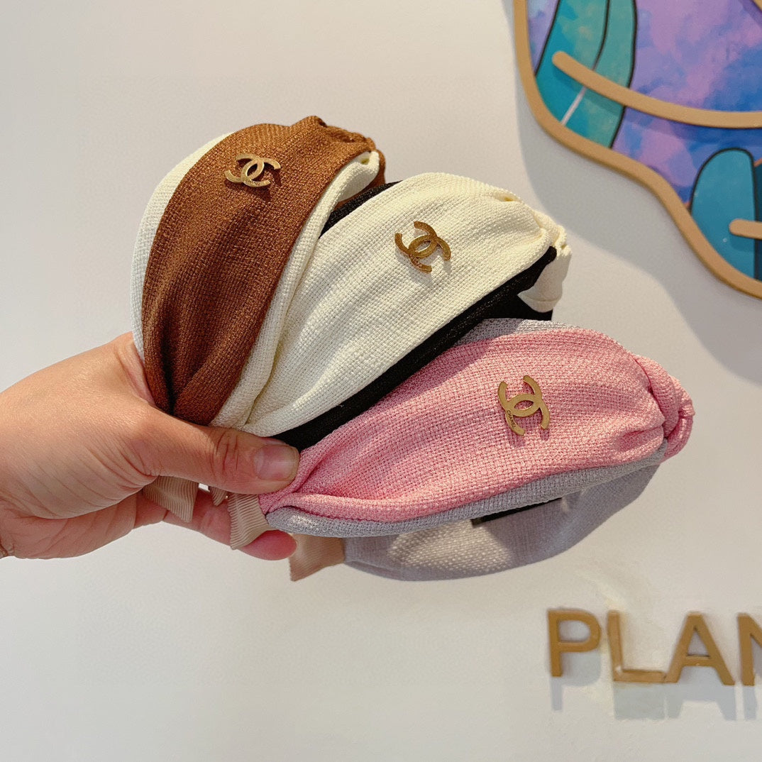 CHANEL BLUSH PINK FABRIC HEADBAND 168554