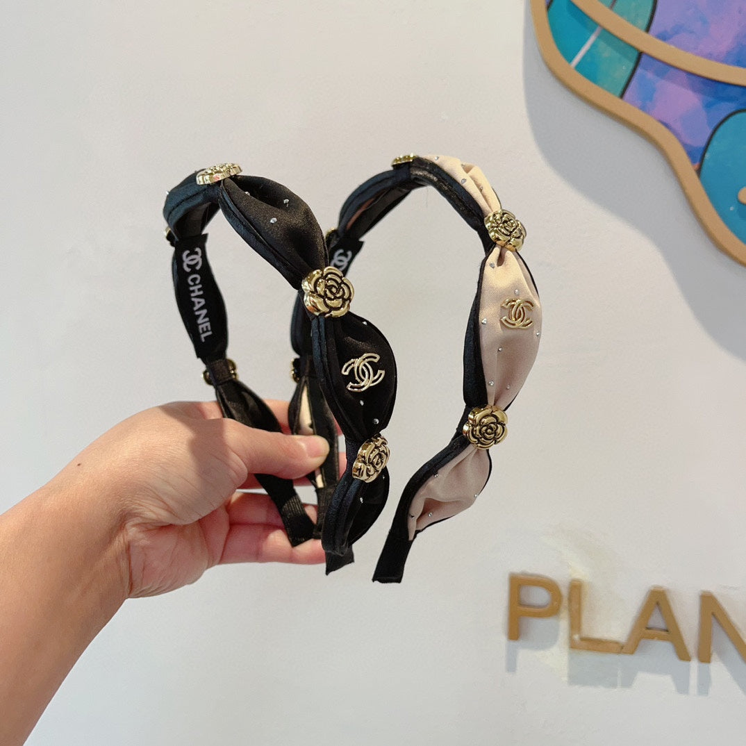 CHANEL BLACK SILK HAIRBAND 410837