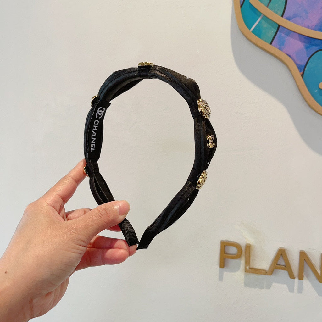 CHANEL BLACK SILK HAIRBAND 410837