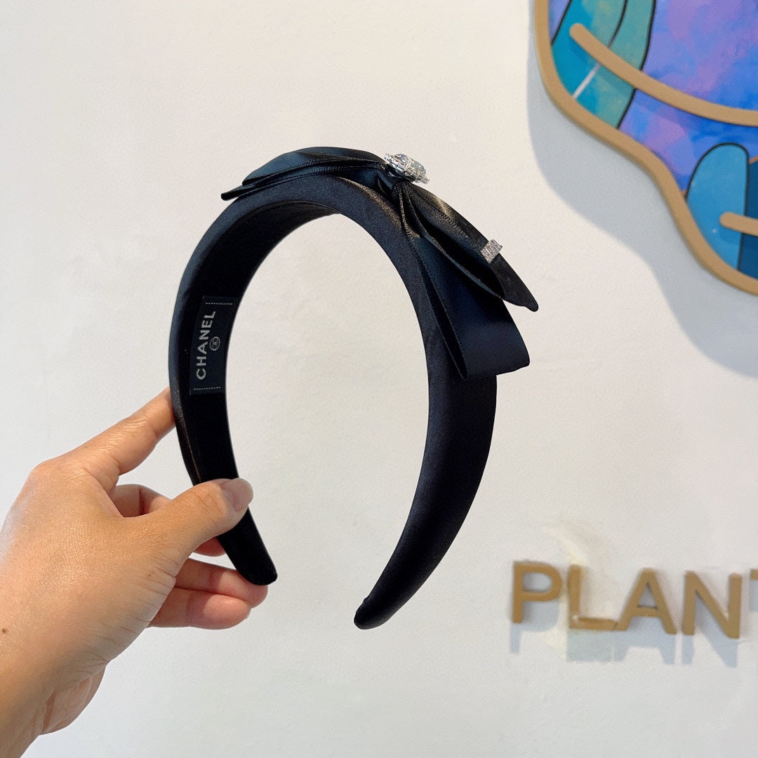 CHANEL BLACK SILK AND FABRIC HAIRBAND 414429