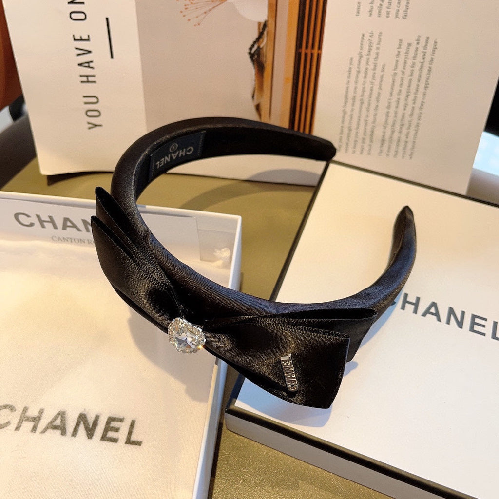 CHANEL BLACK SILK AND FABRIC HAIRBAND 414429