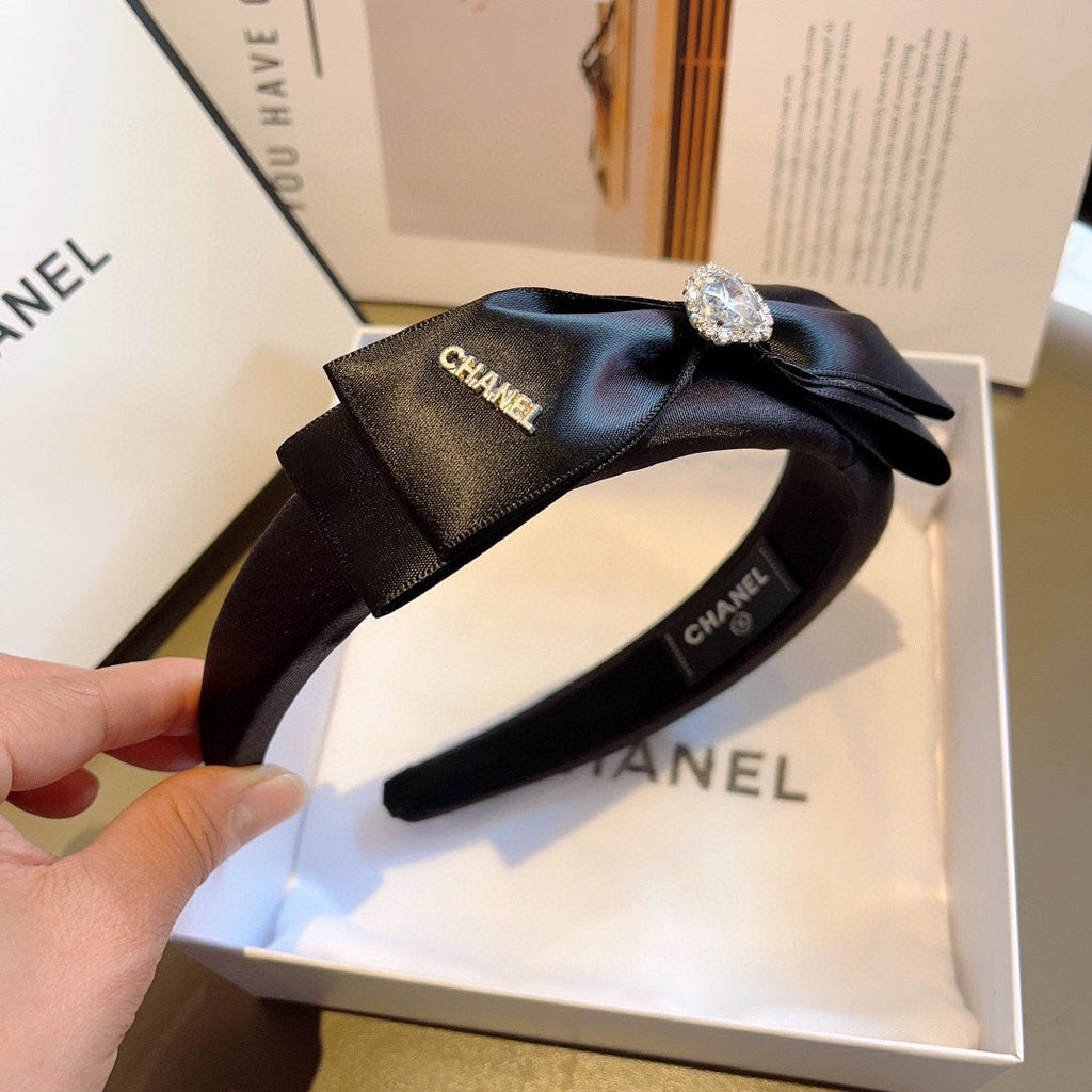 CHANEL BLACK SILK AND FABRIC HAIRBAND 414429