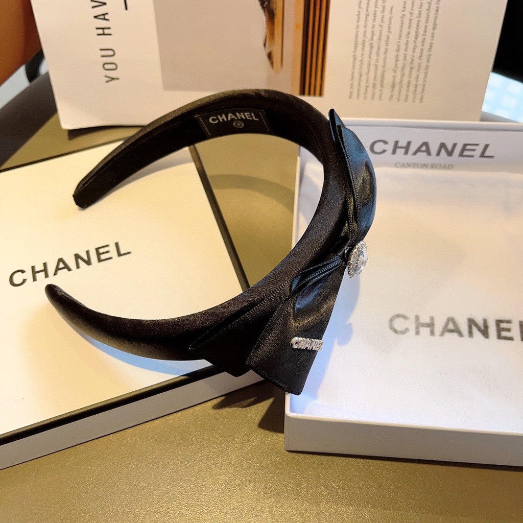 CHANEL BLACK SILK AND FABRIC HAIRBAND 414429