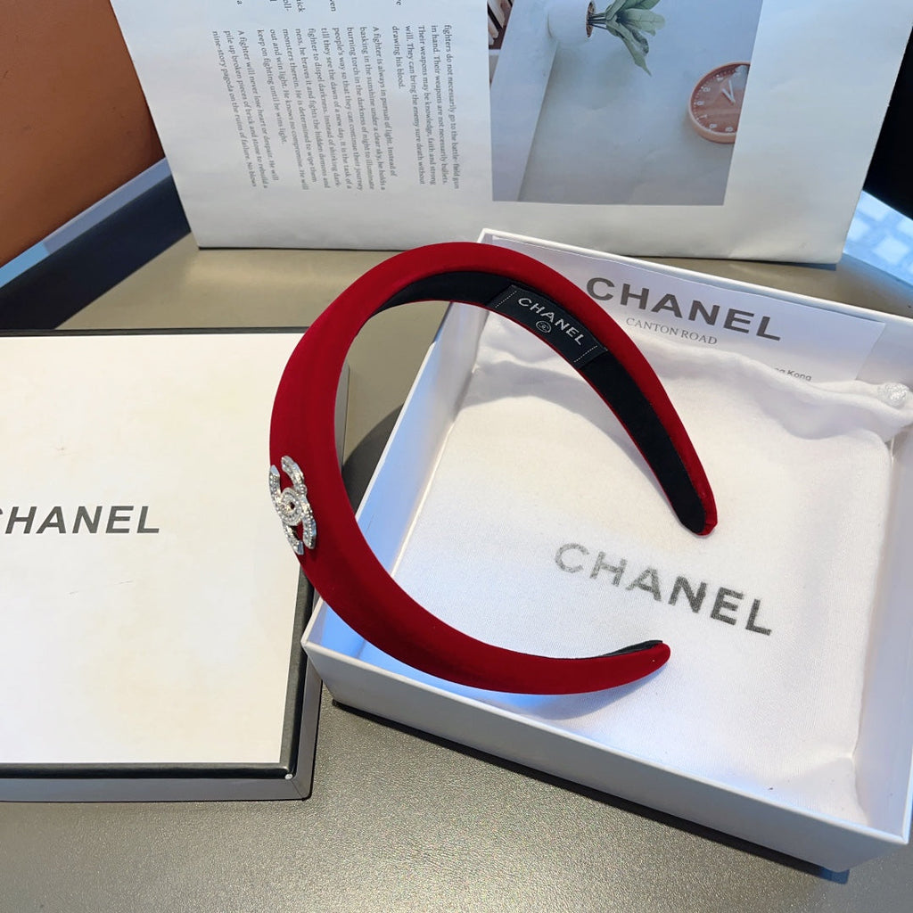 CHANEL CHERRY RED VELVET HAIRBAND 414441