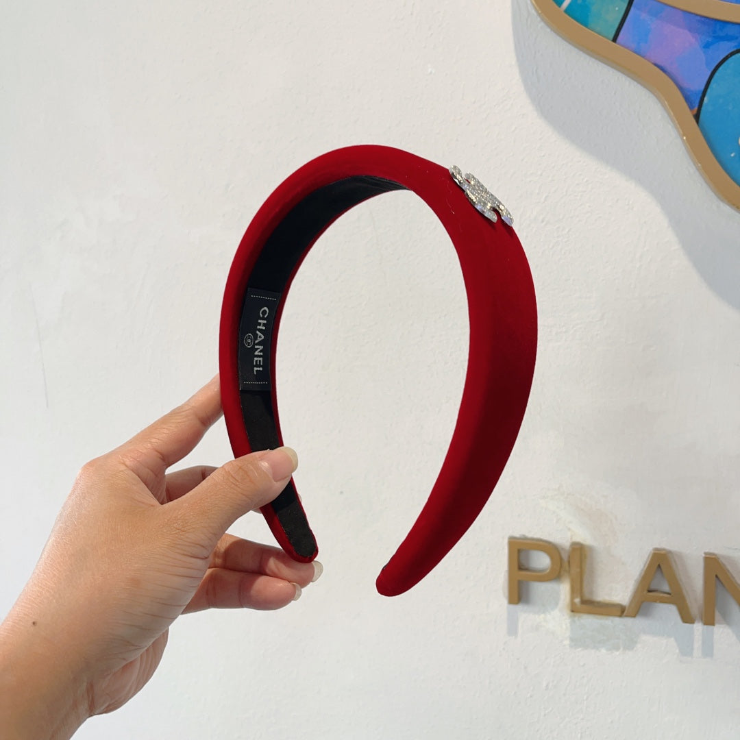 CHANEL CHERRY RED VELVET HAIRBAND 414441
