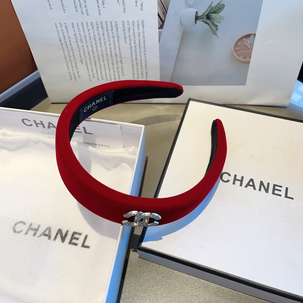 CHANEL CHERRY RED VELVET HAIRBAND 414441