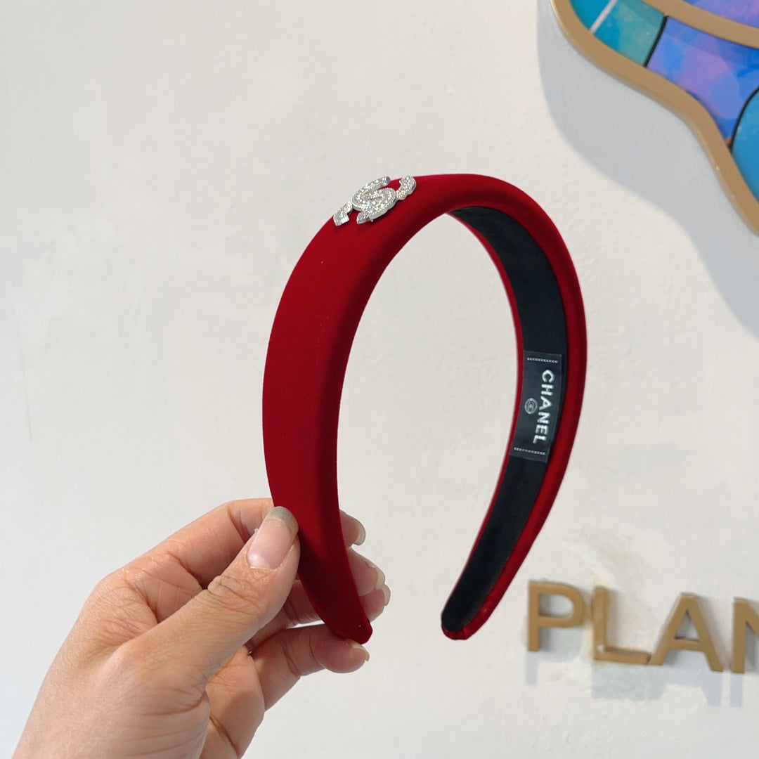 CHANEL CHERRY RED VELVET HAIRBAND 414441