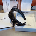 CHANEL BLACK VOILE FABRIC HAIRBAND 417294