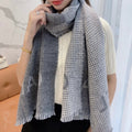 CHANEL HOUNDSTOOTH SCARF 185 CM IN SHADOW GRAY CASHMERE 393122