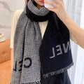 CHANEL HOUNDSTOOTH SCARF 185 CM IN BLACK CASHMERE 393123