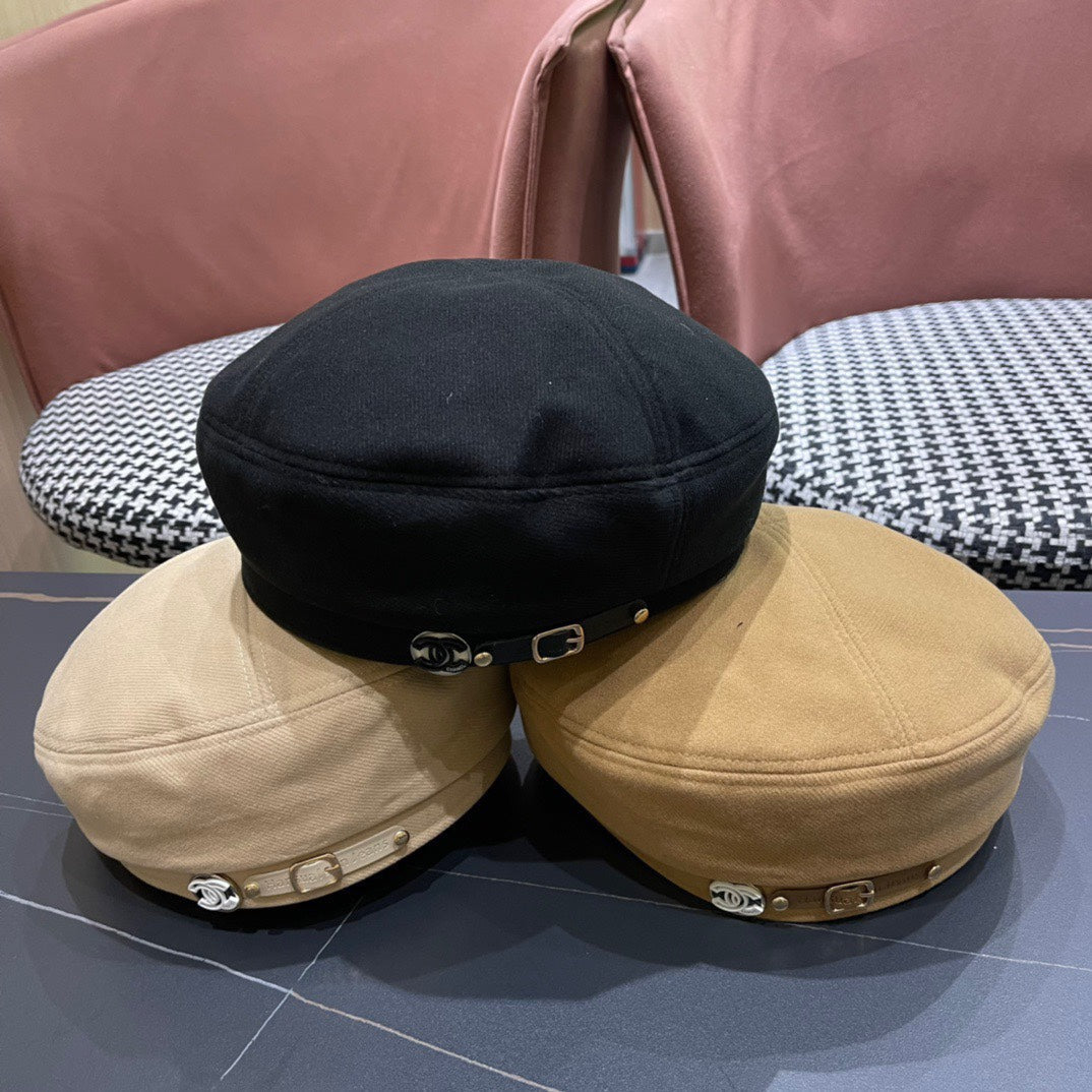 CHANEL BERET HAT IN PEANUT BROWN FABRIC 419383