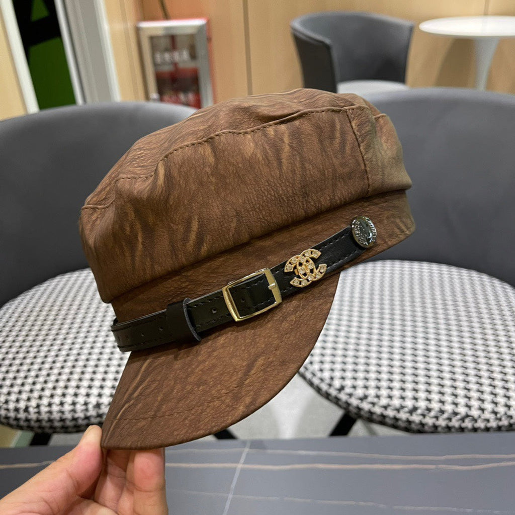 CHANEL BAKER BOY CAP IN PECAN BROWN CALFSKIN 420947