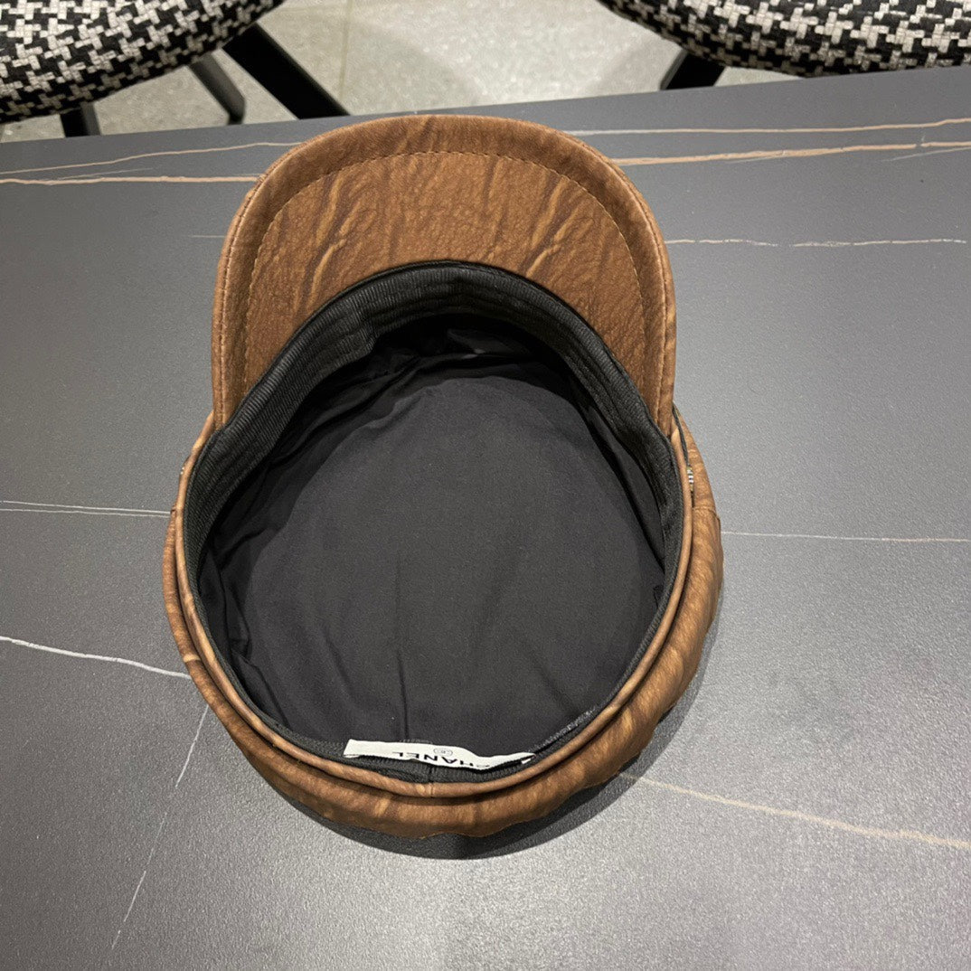 CHANEL BAKER BOY CAP IN PECAN BROWN CALFSKIN 420947