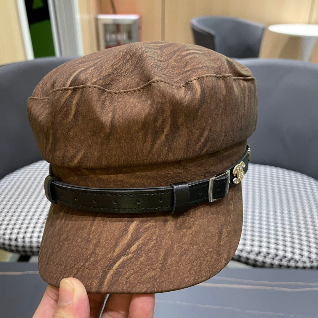 CHANEL BAKER BOY CAP IN PECAN BROWN CALFSKIN 420947