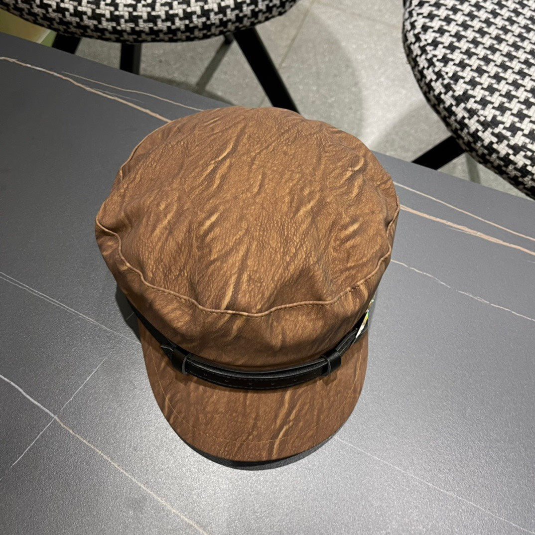 CHANEL BAKER BOY CAP IN PECAN BROWN CALFSKIN 420947