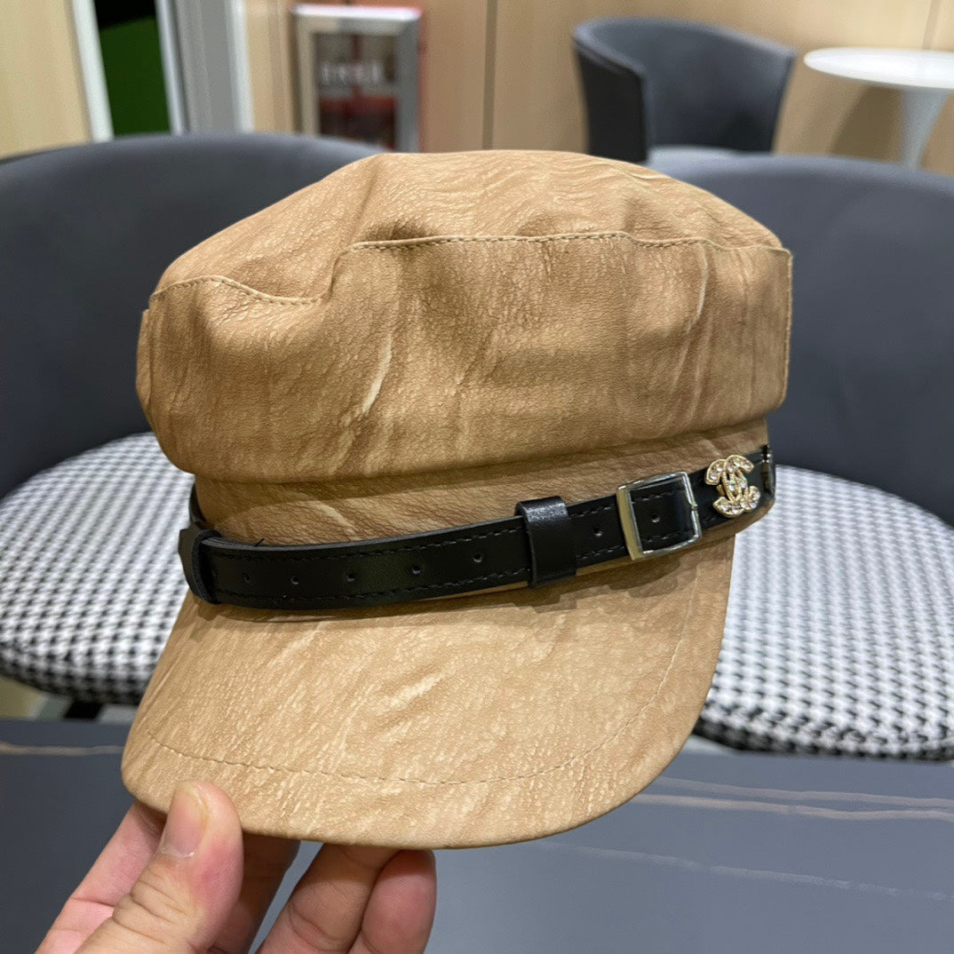 CHANEL BAKER BOY CAP IN PEANUT BROWN CALFSKIN 420948