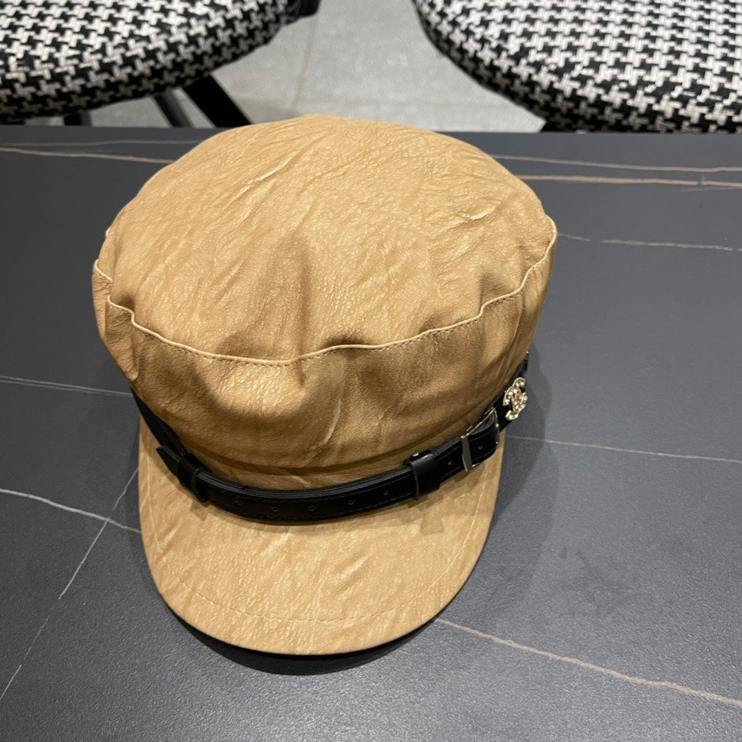 CHANEL BAKER BOY CAP IN PEANUT BROWN CALFSKIN 420948
