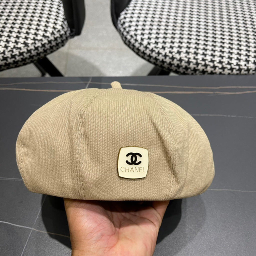 CHANEL BERET HAT IN PEANUT BROWN CORDUROY 429843