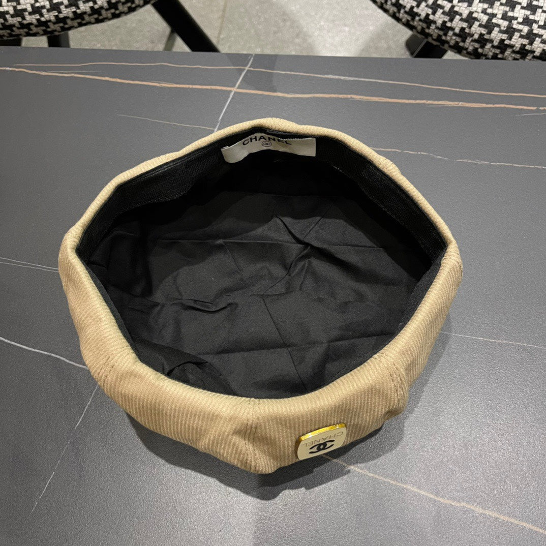 CHANEL BERET HAT IN PEANUT BROWN CORDUROY 429843