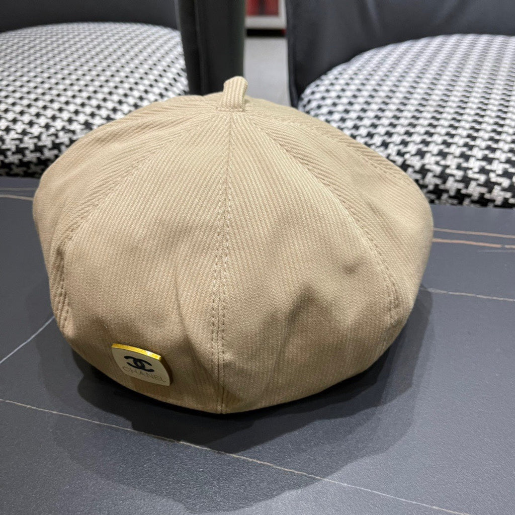 CHANEL BERET HAT IN PEANUT BROWN CORDUROY 429843