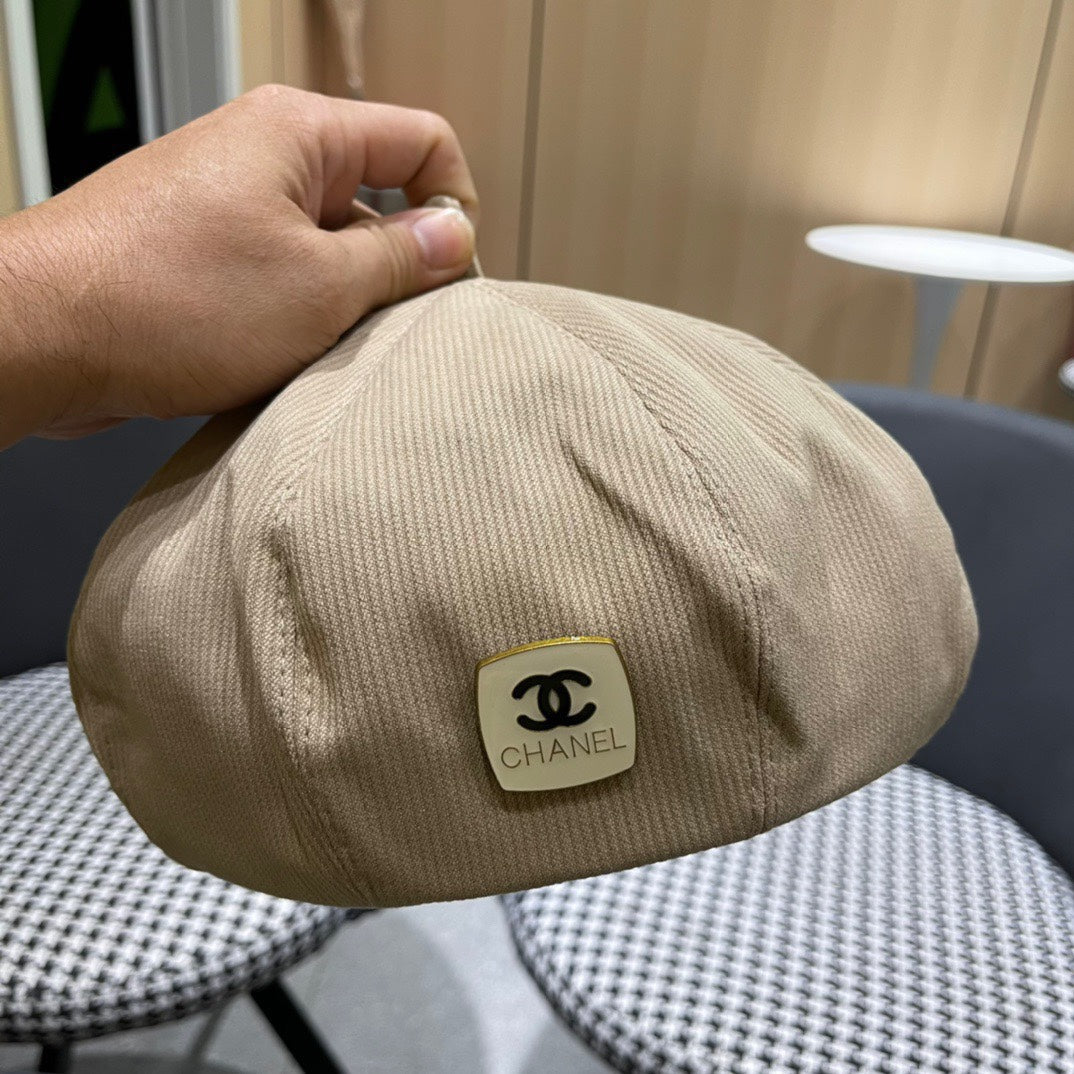 CHANEL BERET HAT IN PEANUT BROWN CORDUROY 429843