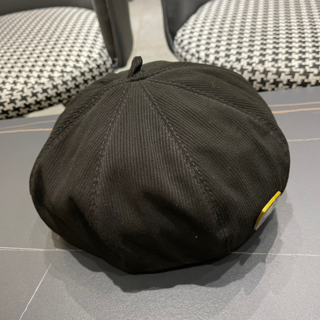 CHANEL BERET HAT IN BLACK CORDUROY 429844