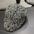 CHANEL BAKER BOY CAP IN BLACK MIX WHITE FABRIC 431519
