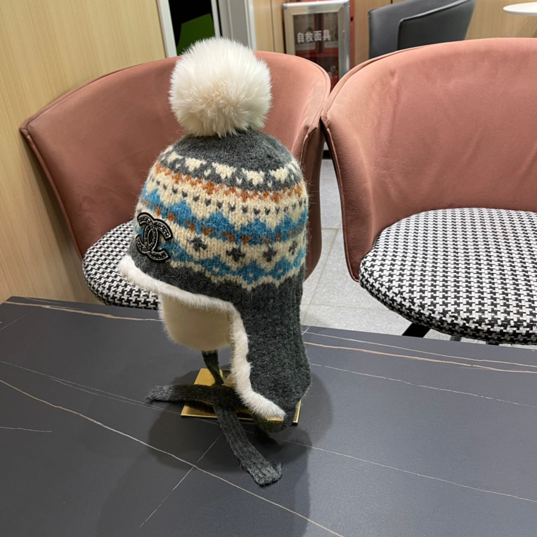 CHANEL PLUSH WINTER HAT COLORFUL 431202