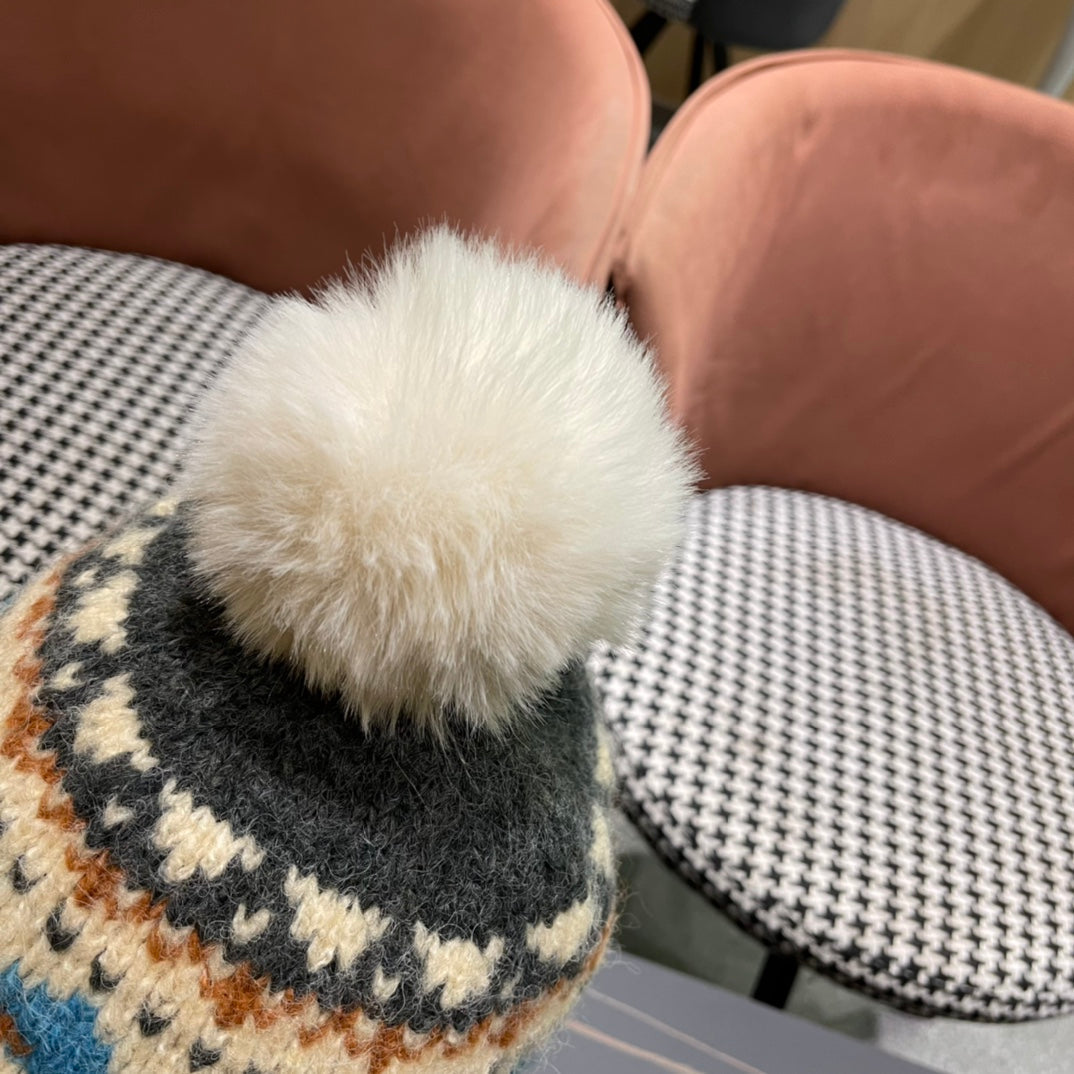 CHANEL PLUSH WINTER HAT COLORFUL 431202