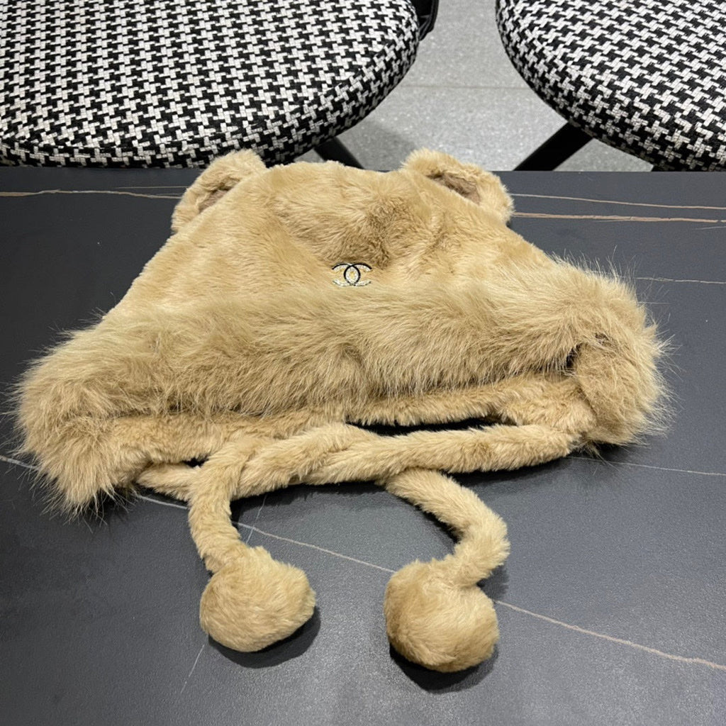 CHANEL BEANIE HAT IN CAMEL BROWN FLEECE AND WOOL 433163