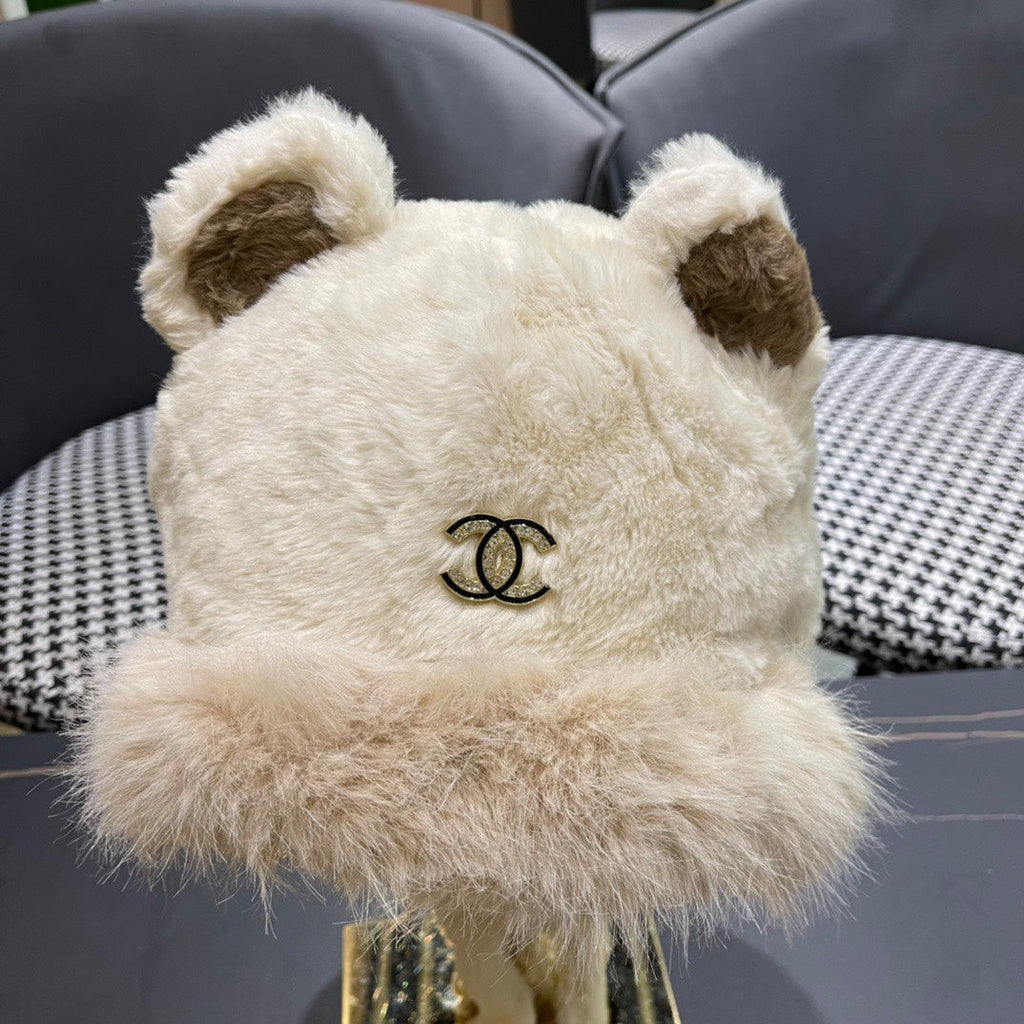 CHANEL BEANIE HAT IN WHITE LINEN FLEECE AND WOOL 433165