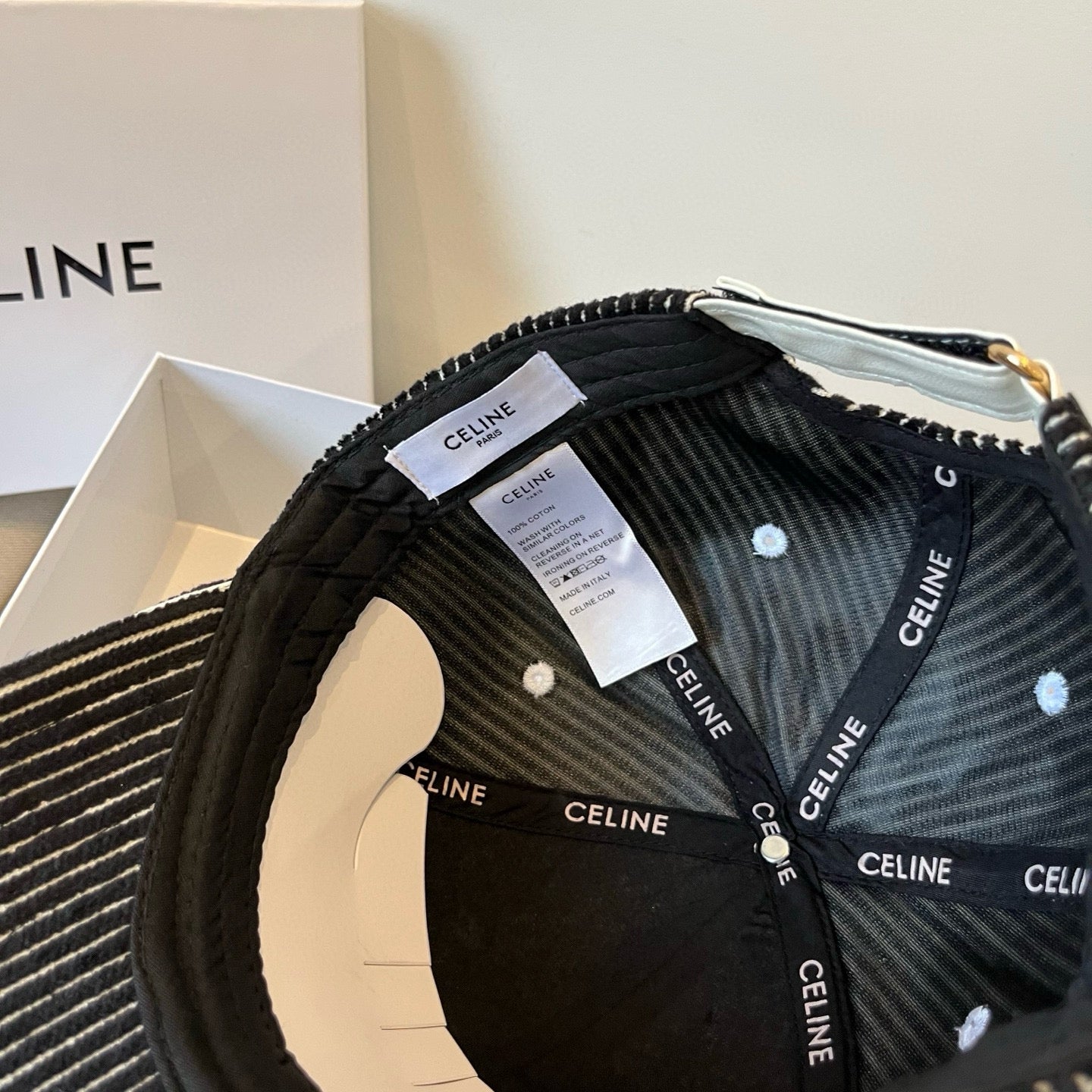 CELINE BASEBALL CAP MODEL 650190 IN BLACK CORDUROY