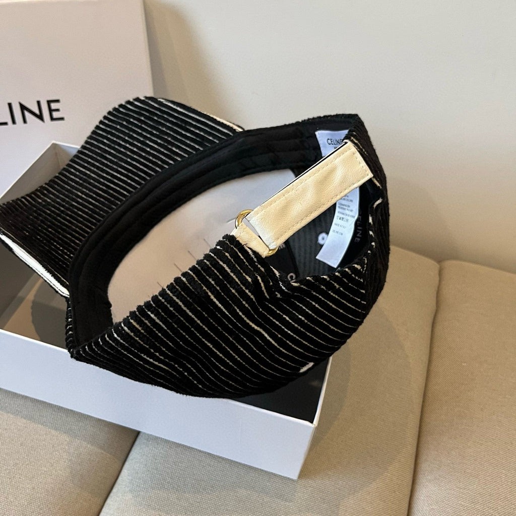 CELINE BASEBALL CAP MODEL 650190 IN BLACK CORDUROY