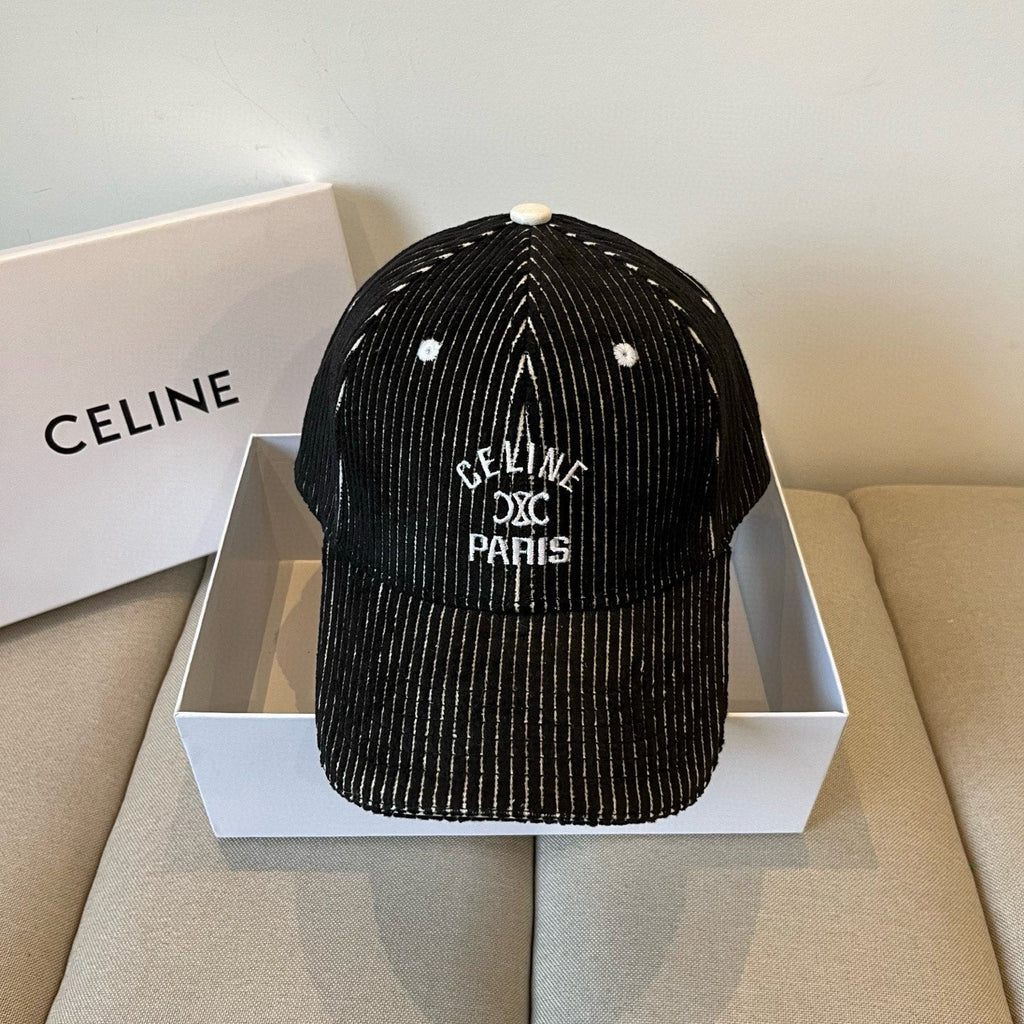 CELINE BASEBALL CAP MODEL 650190 IN BLACK CORDUROY