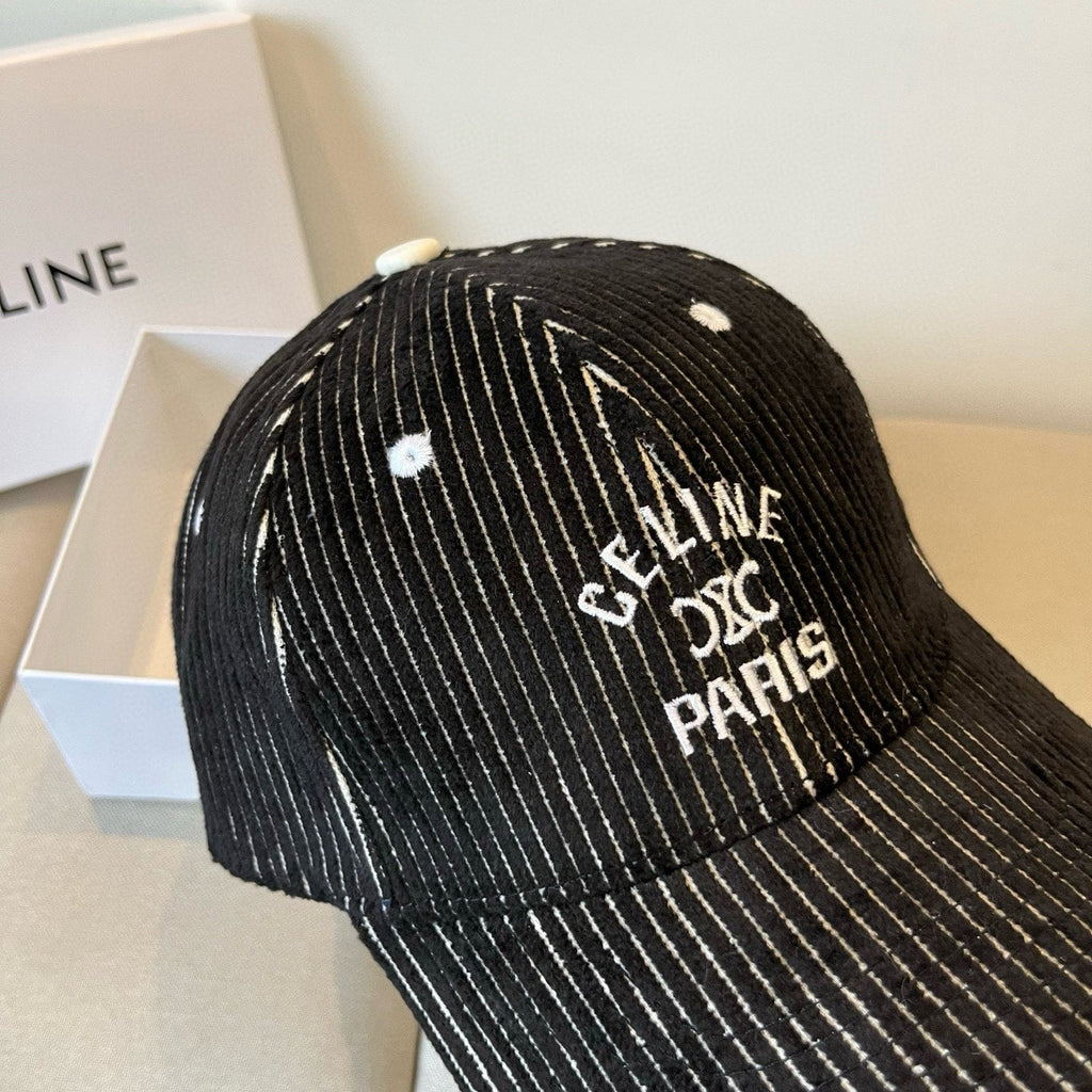 CELINE BASEBALL CAP MODEL 650190 IN BLACK CORDUROY