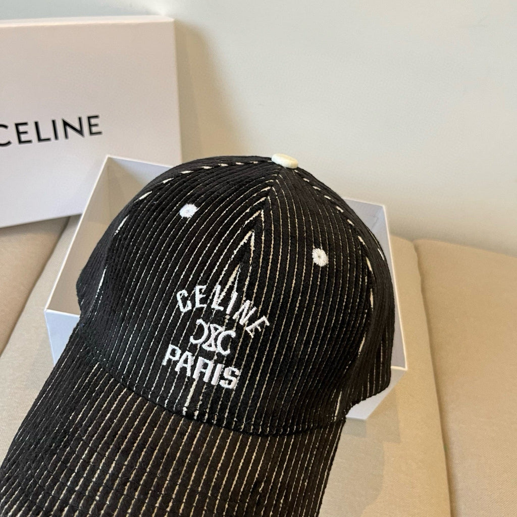 CELINE BASEBALL CAP MODEL 650190 IN BLACK CORDUROY