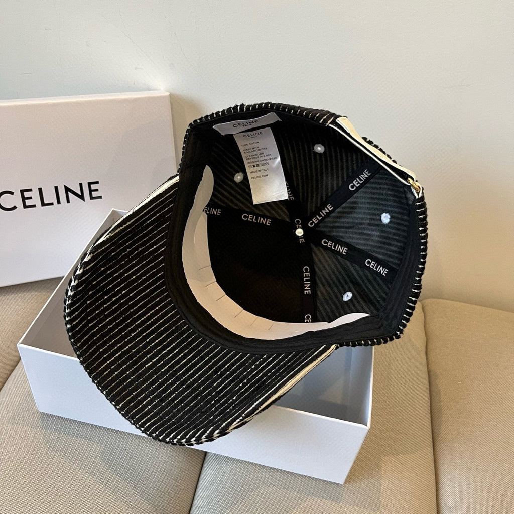 CELINE BASEBALL CAP MODEL 650190 IN BLACK CORDUROY