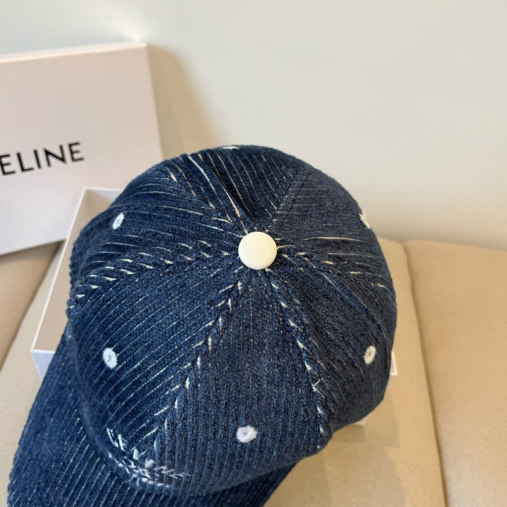 CELINE BASEBALL CAP MODEL 650191 IN NAVY BLUE CORDUROY