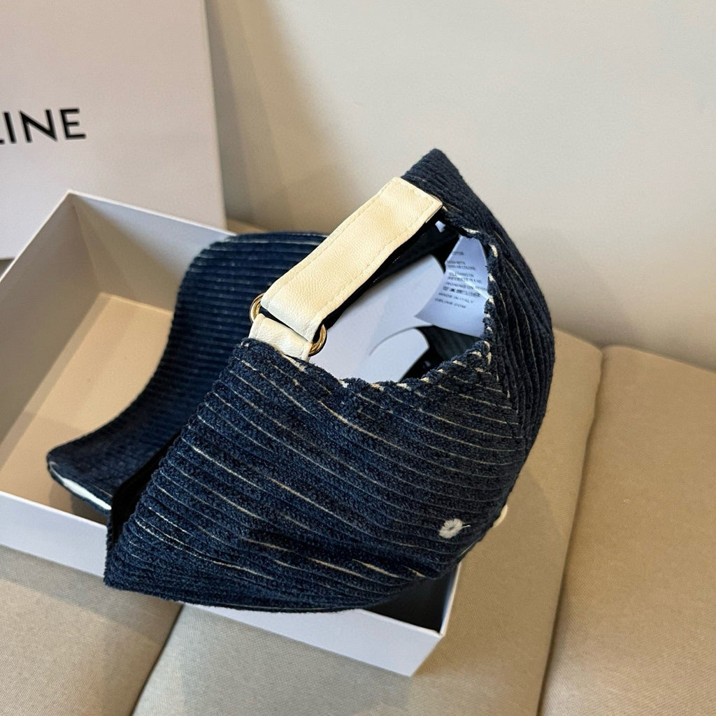 CELINE BASEBALL CAP MODEL 650191 IN NAVY BLUE CORDUROY